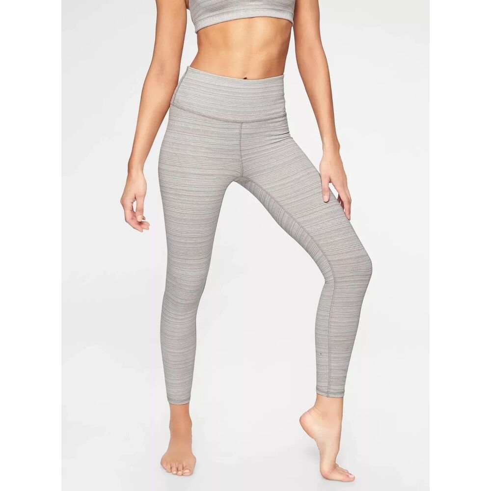 ATHLETA Beige Textured High Rise Jacquard Chaturanga 7/8 Leggings LT Large Tall